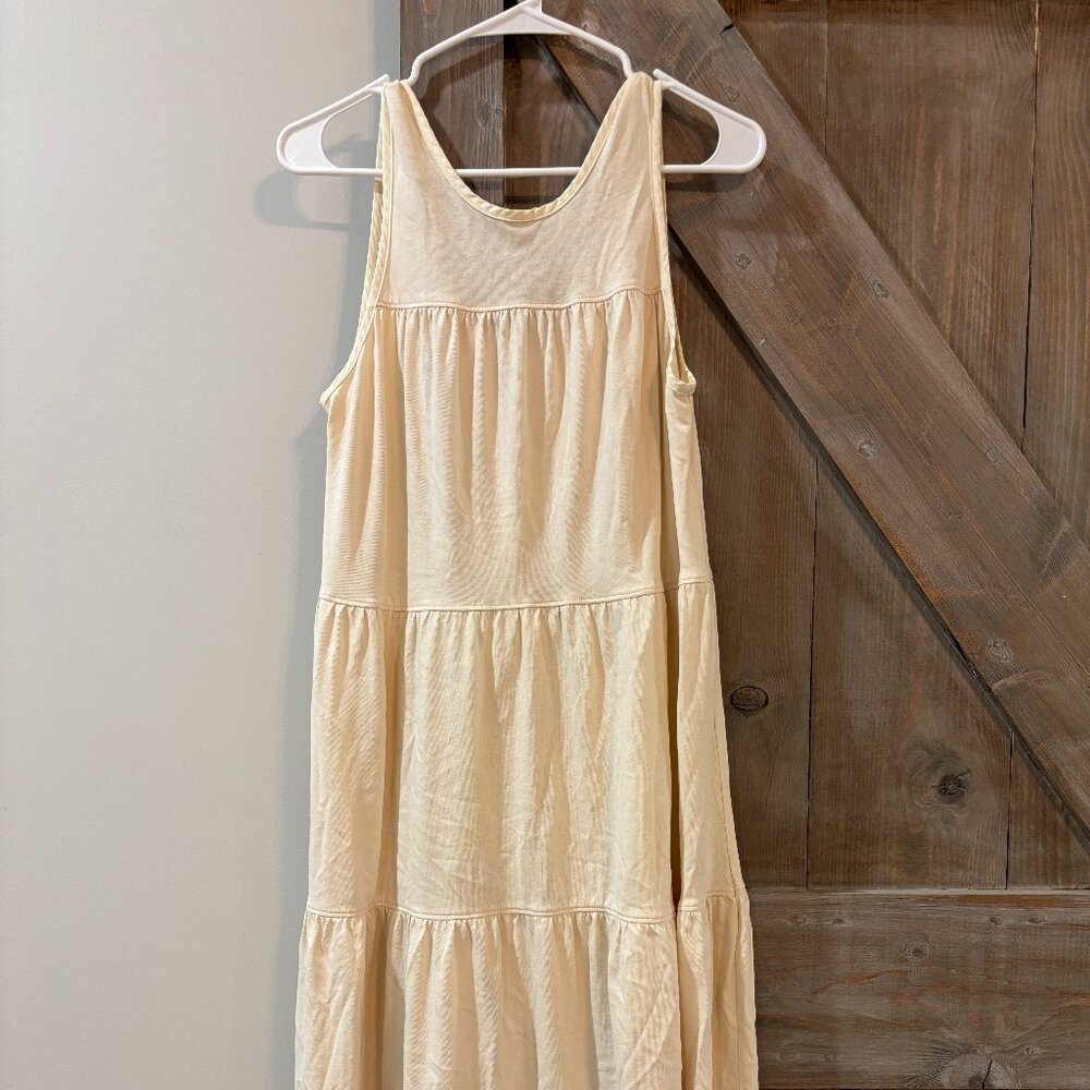 Everlane Tiered Cotton Tank Dress – Cream – Size M